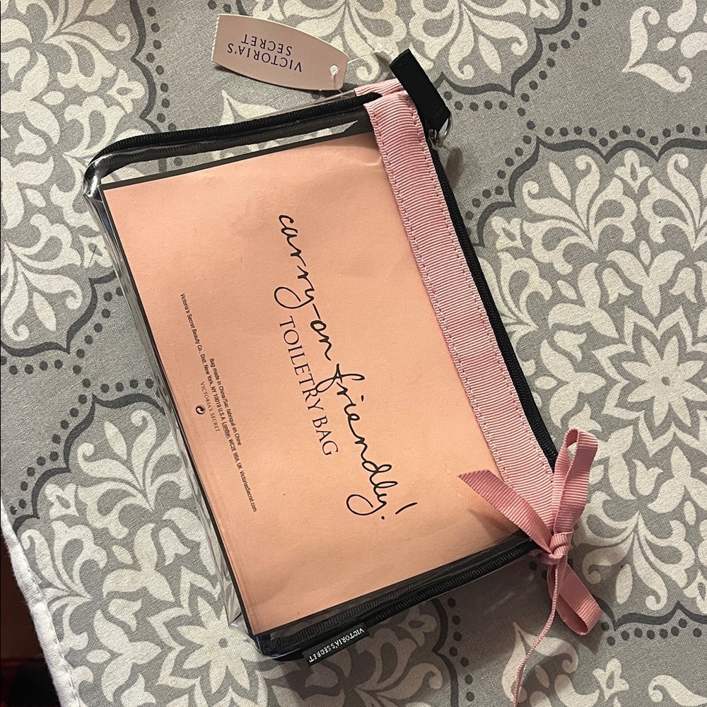 Victoria's Secret Clear Toiletry Pouch with Pink Accent